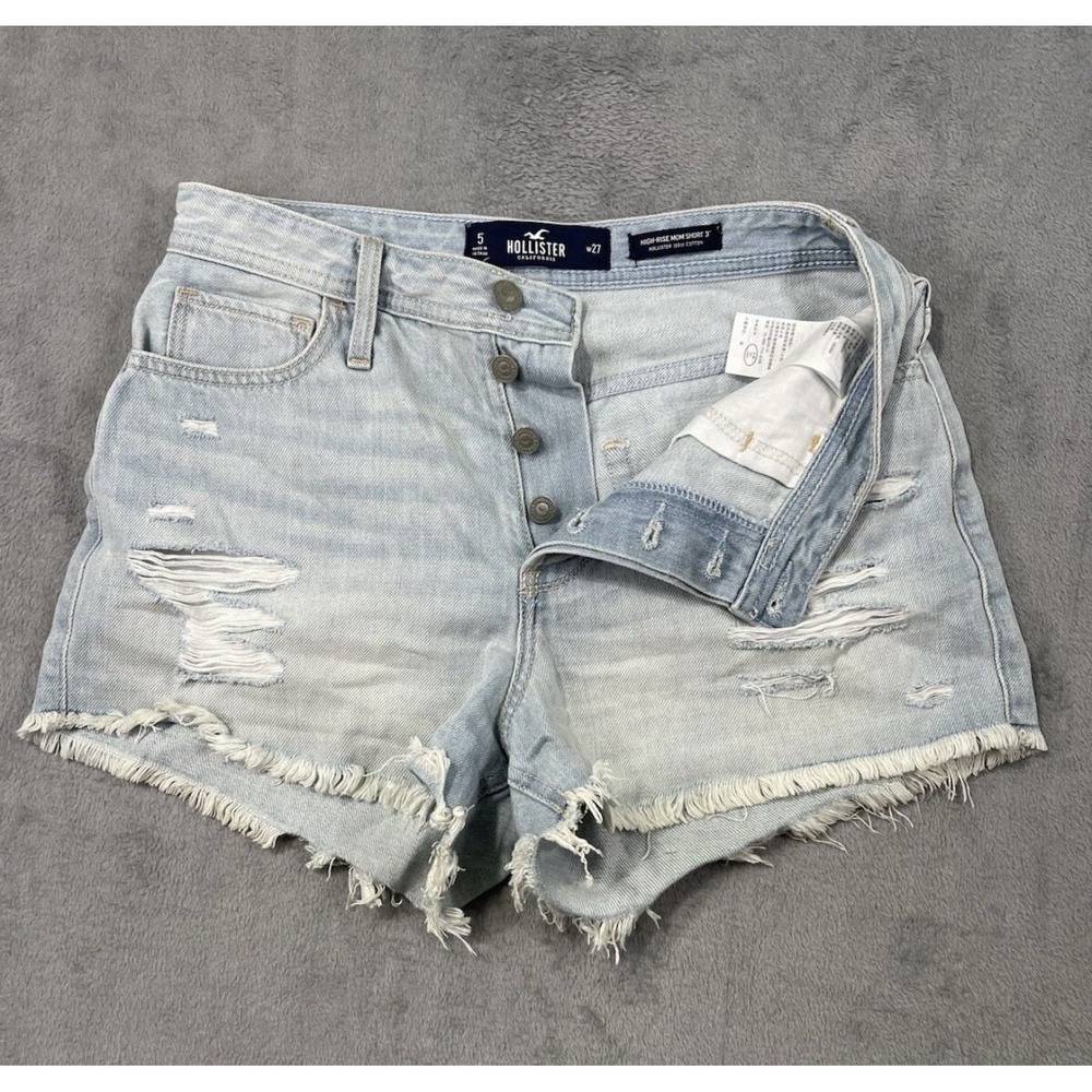 Hollister Light Wash Distressed Denim Jean Shorts